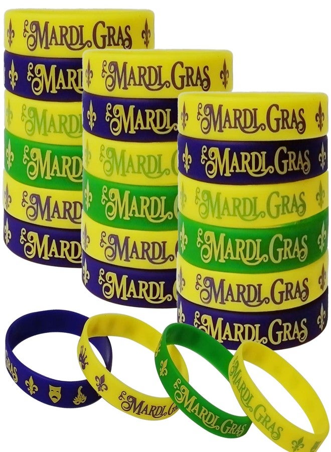 CupaPlay 60PCS Mardi Gras Party Favors Rubber Wristbands - Carnival Birthday Party Supplies Decorations Goodie Bag Stuffers Fillers Silicone Wristband - Image 1
